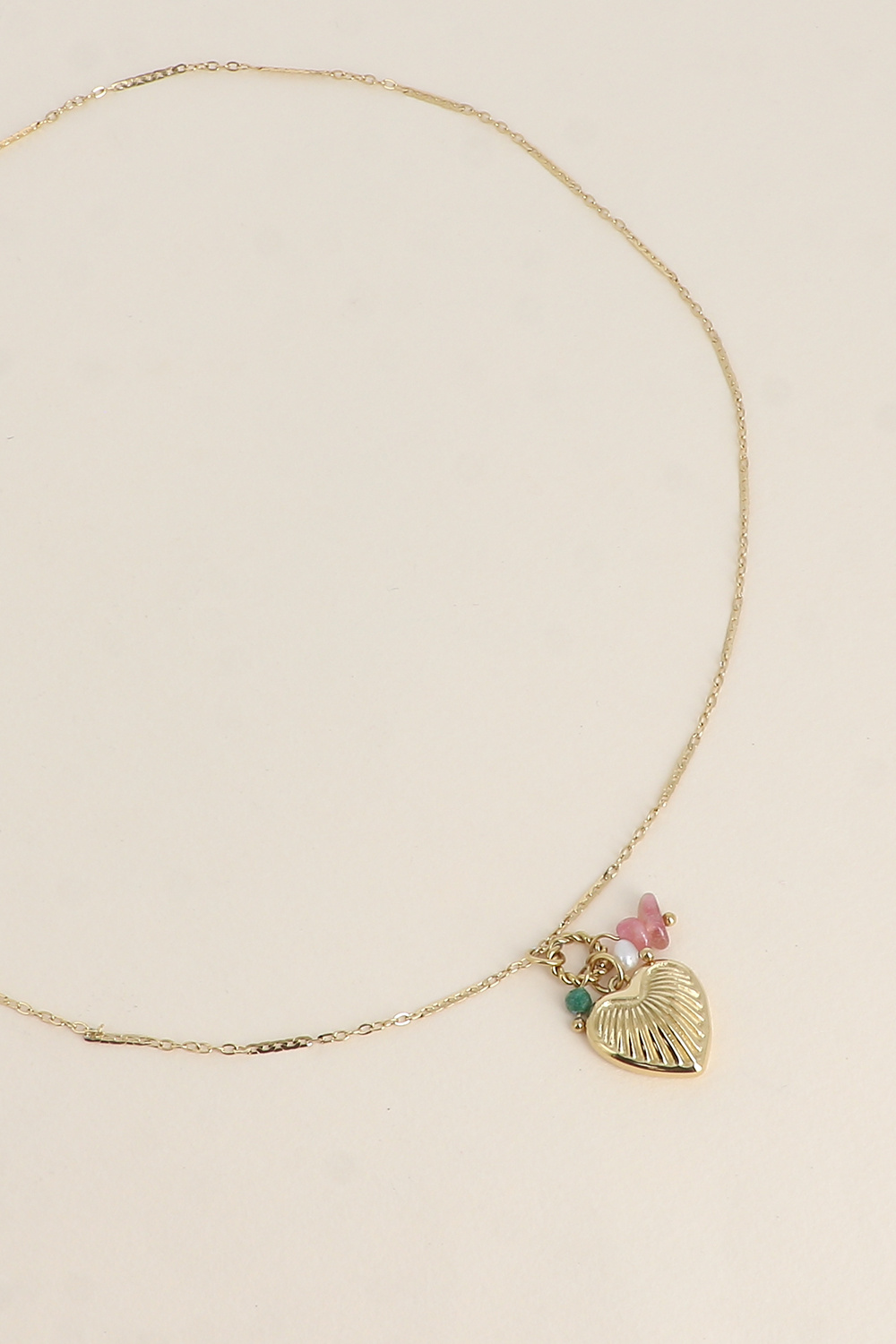 Mayorista Bohm - Collar - corazón estriado, piedras naturales