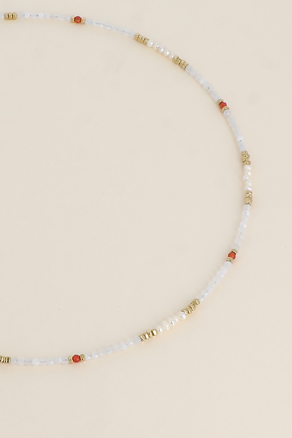 Wholesaler Bohm - Threaded necklace - natural stones, small freshwater pearls, and stainless steel beads