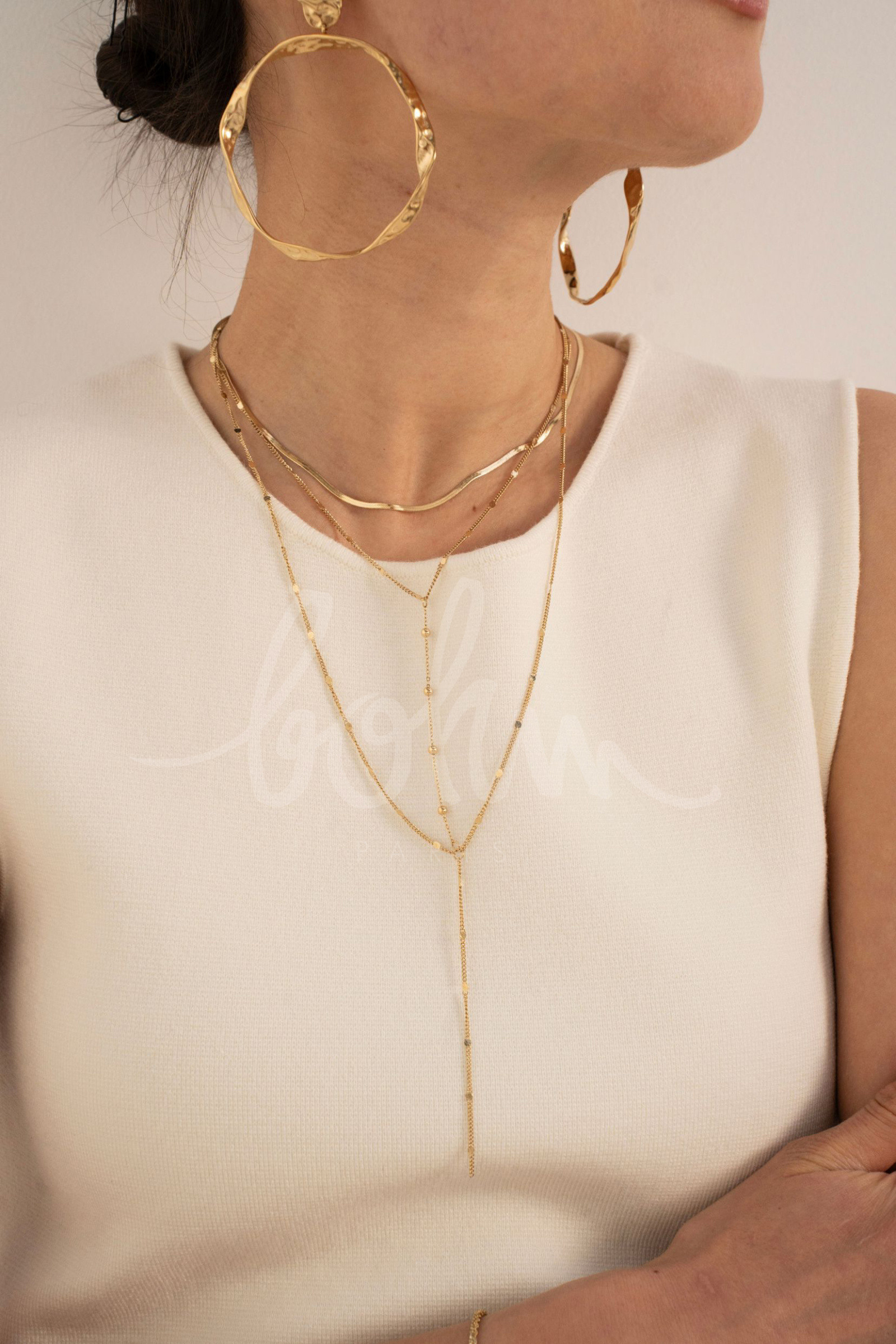 Wholesaler Bohm - 3 -row necklace Belinda - neck rasters, mirror mesh, a ball chain