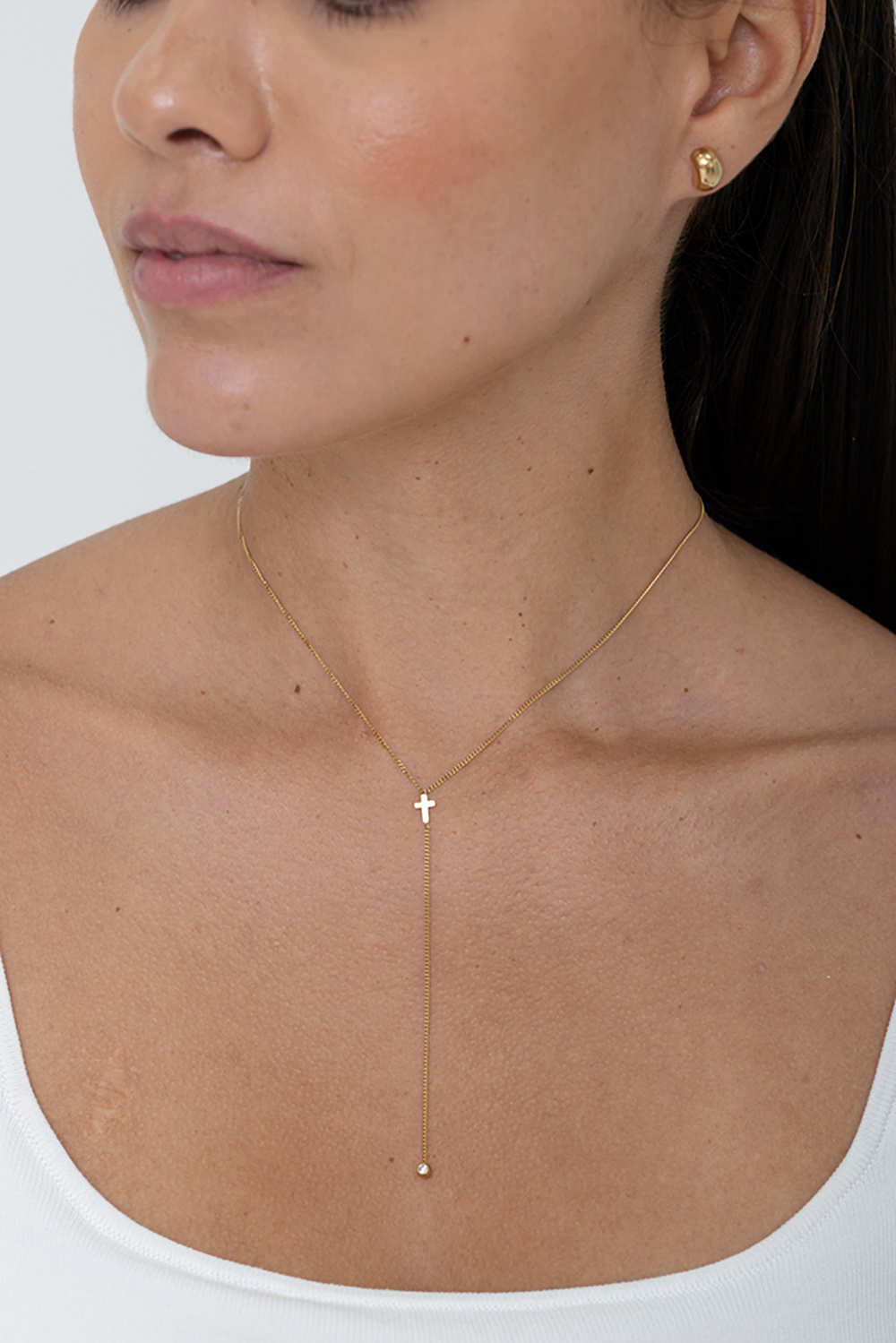 Mayorista Bohm - Collar en Y - Cruz religiosa y circonita
