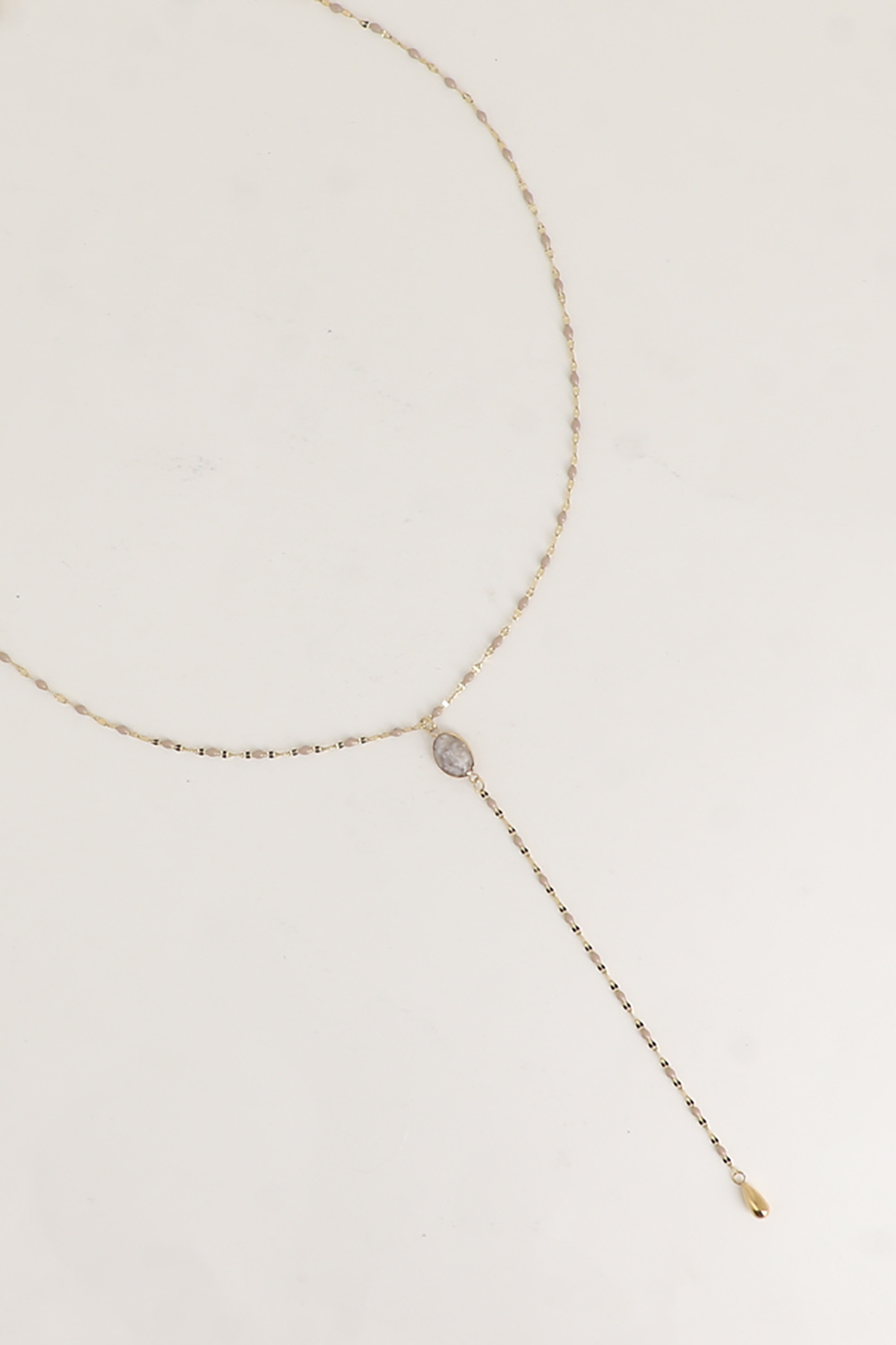 Mayorista Bohm - Collar Y Azalée - Cadena Esmaltada y Piedra Natural Ovalada
