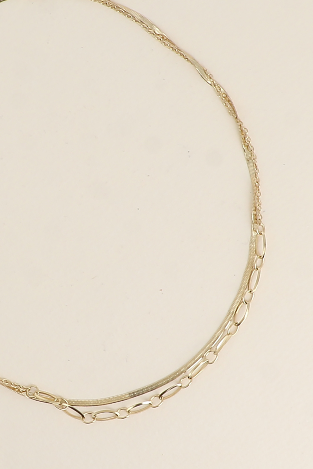 Wholesaler Bohm - Necklace - 2 strands, mirror links and cable chain with alternating oval rings