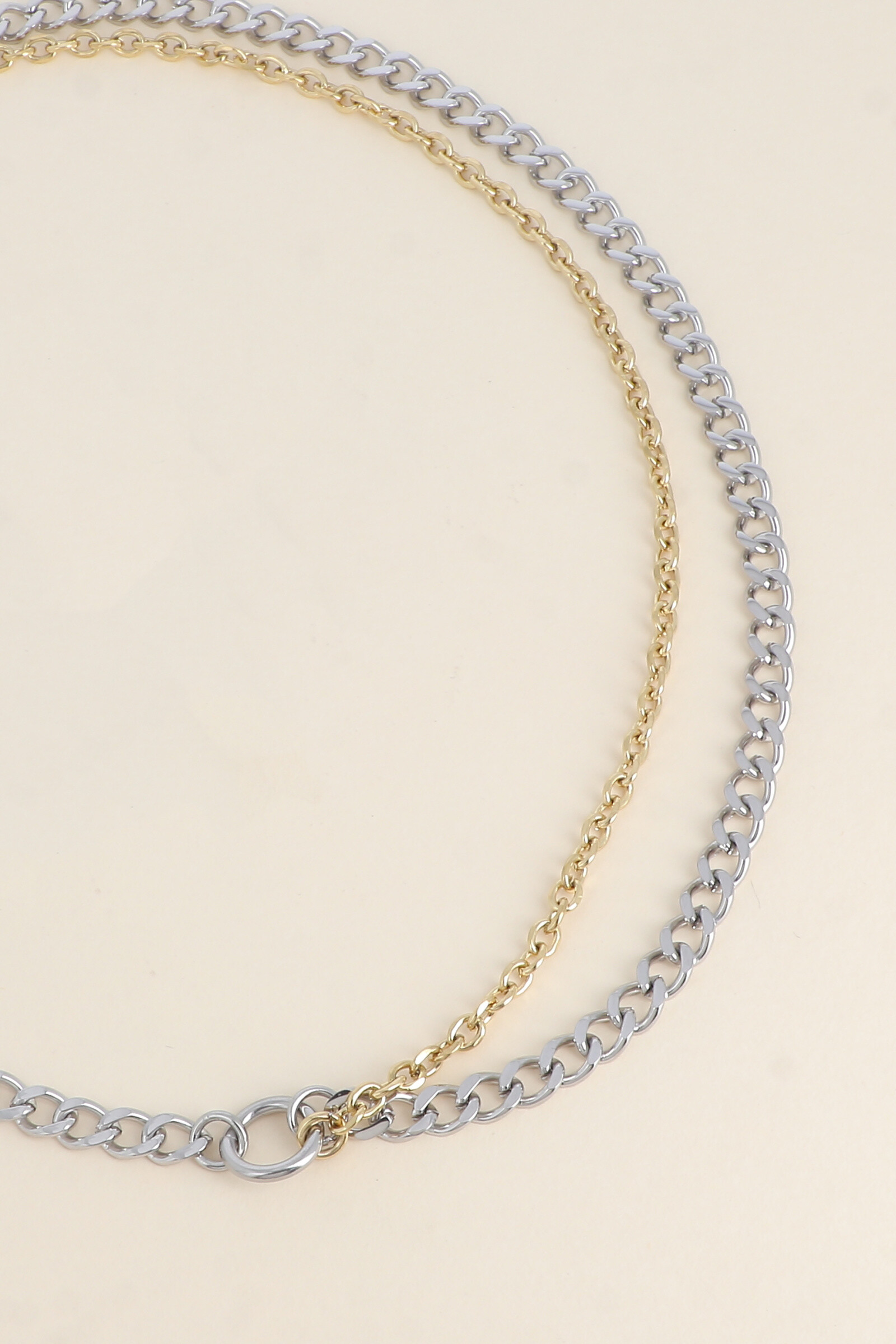 Grossiste Bohm - Collier - 2 rangs, anneau avec maille gourmette et forçat