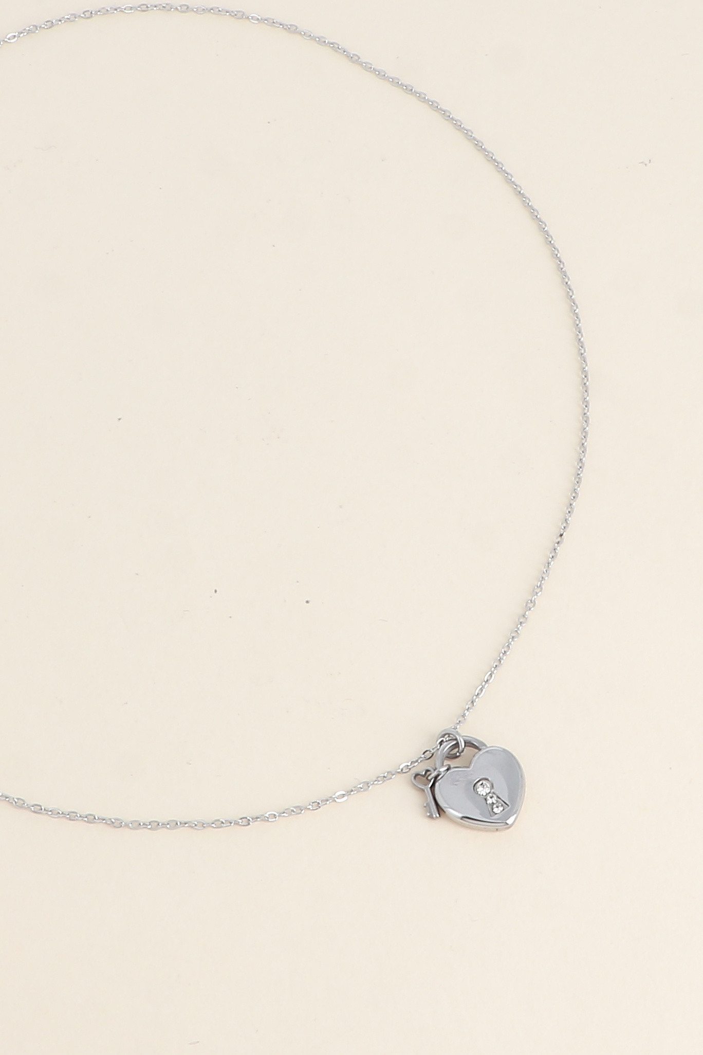 Grossiste Bohm - Collier - cadenas coeur et oxyde de zirconium, petite clef coeur