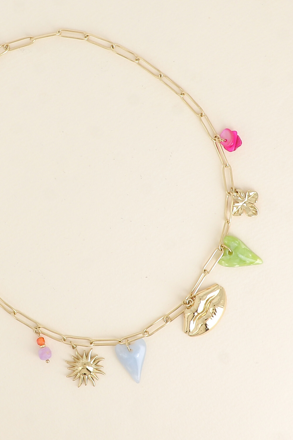 Grossiste Bohm - Collier - trèfle, coeurs en acétate, bouche, soleil