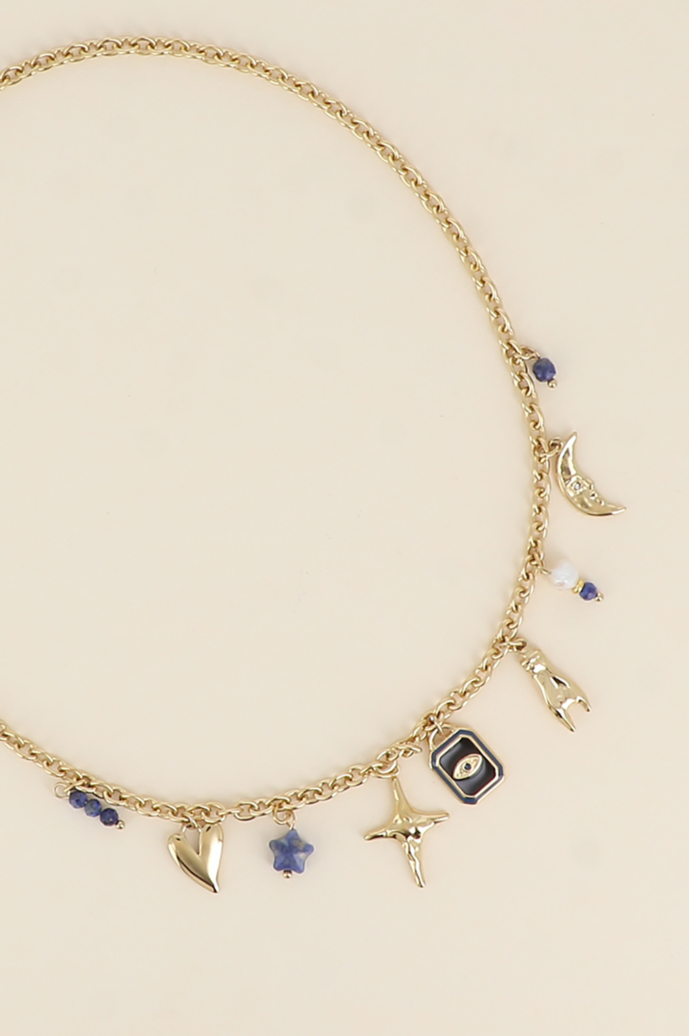 Mayorista Bohm - Collar - corazón, estrella, ojo, mano, luna, piedra natural, esmalte y perla de agua dulce