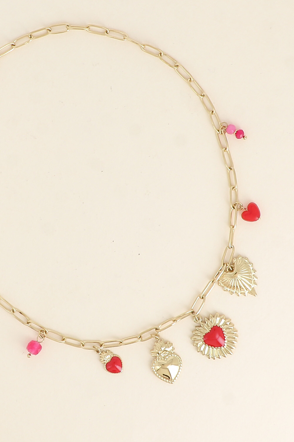 Grossiste Bohm - Collier - pendentifs coeurs, émail et perles
