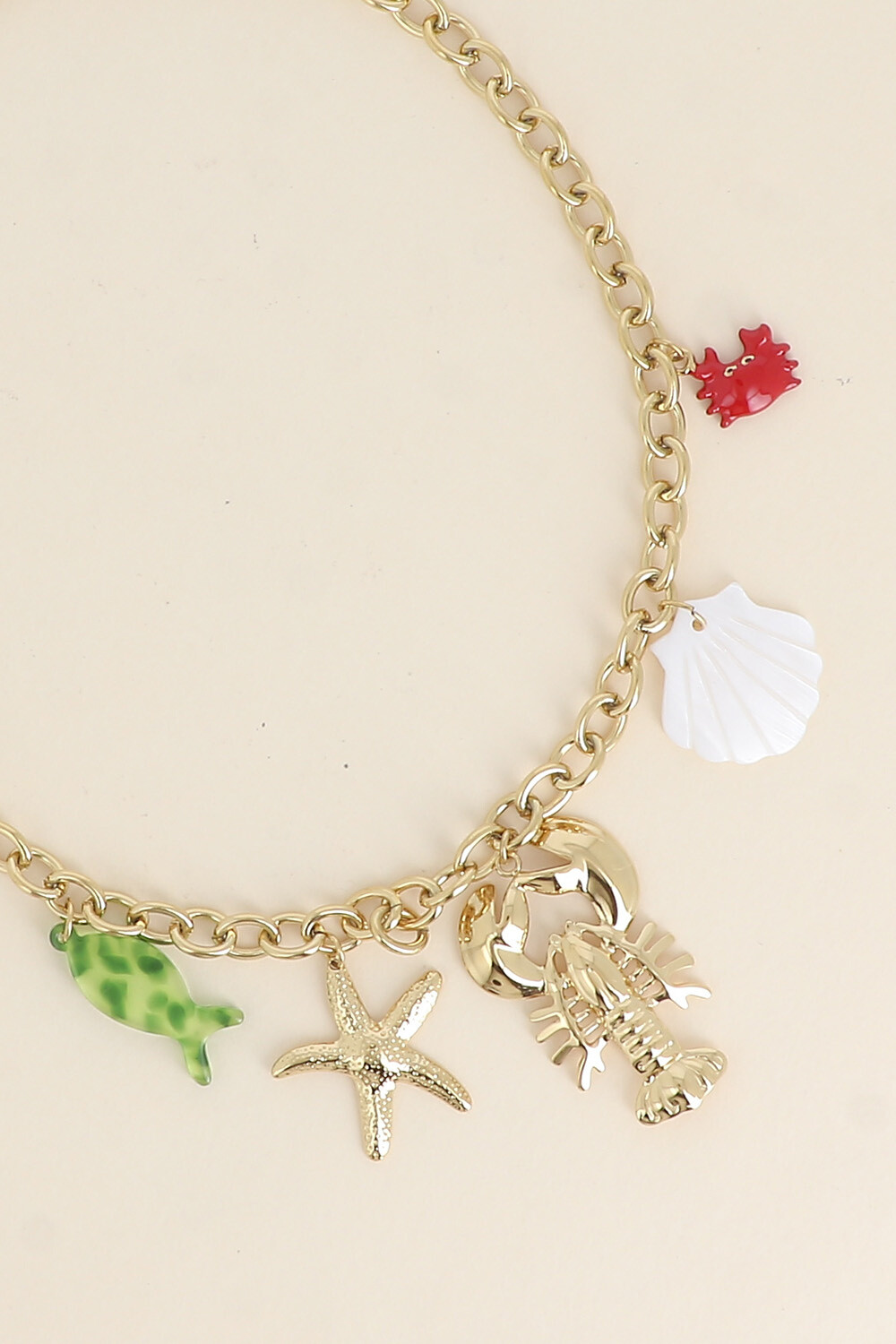 Wholesaler Bohm - Necklace - lobster, enameled crab, resin fish, starfish, and pearly shell