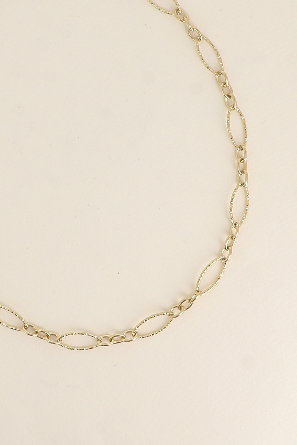 Grossiste Bohm - Collier - maillons alternés ovales dentelés et texturés