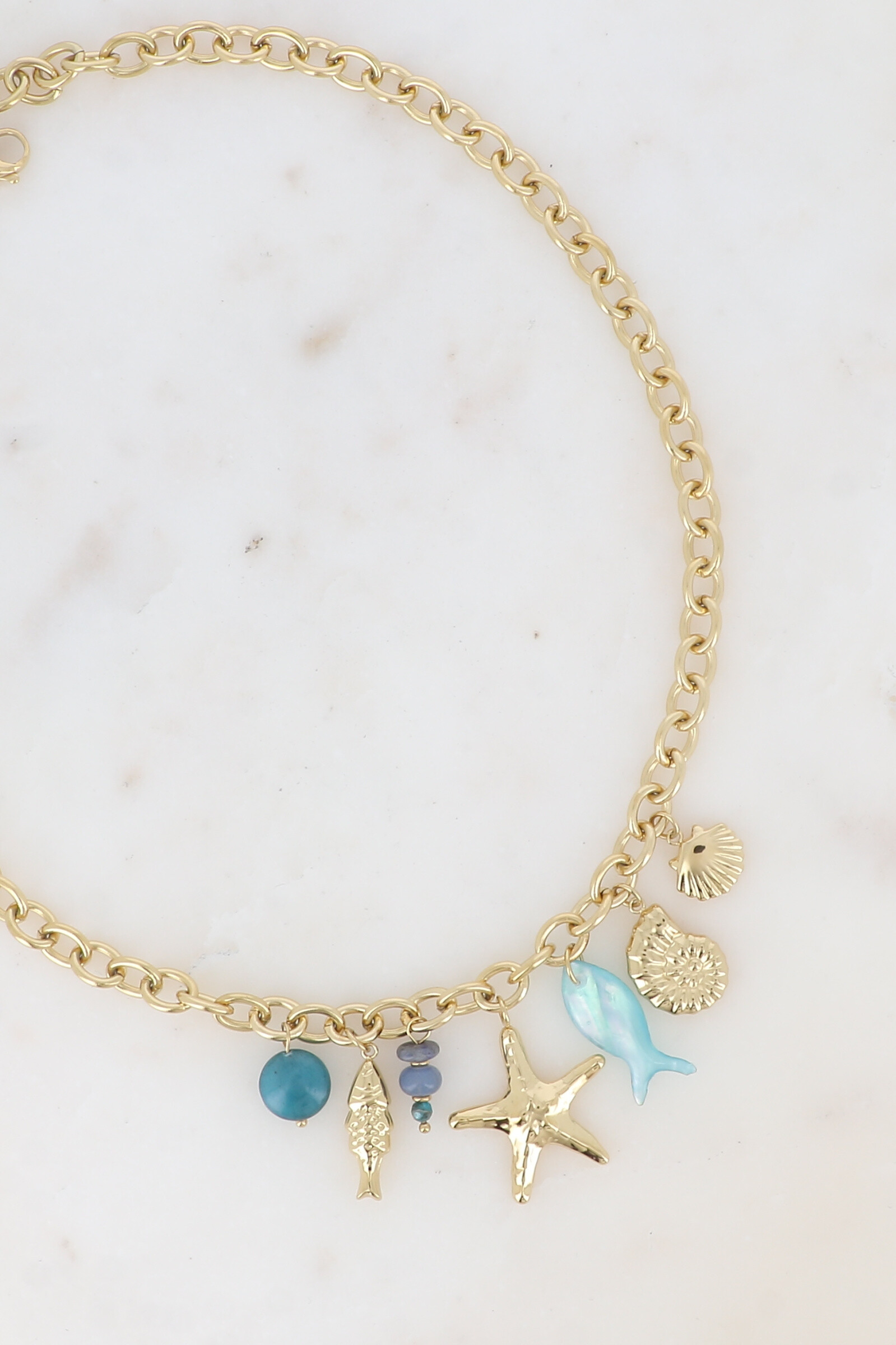 Mayorista Bohm - Collar - estrella de mar, pez de acetato, conchas y piedras naturales