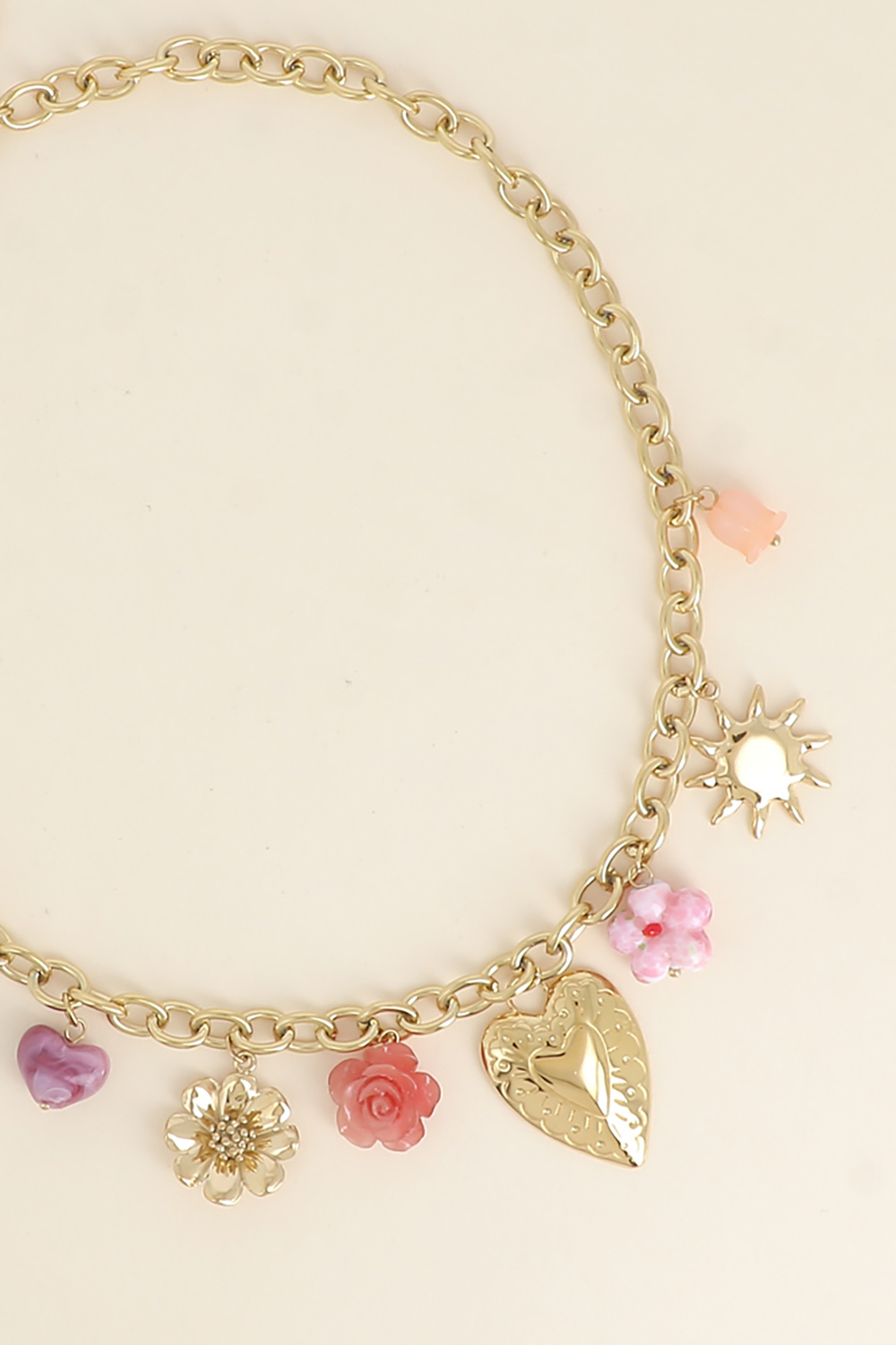 Mayorista Bohm - Collar - flores de resina, cerámica, sol, corazón