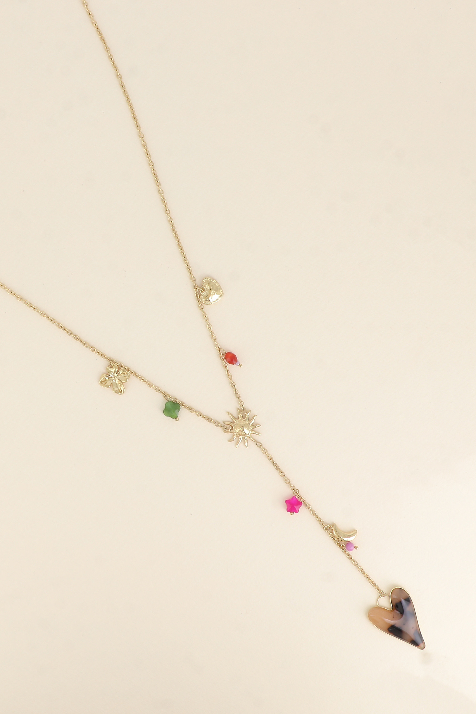 Wholesaler Bohm - Y Necklace - clover, moon, sun, sun, star, hearts, resin