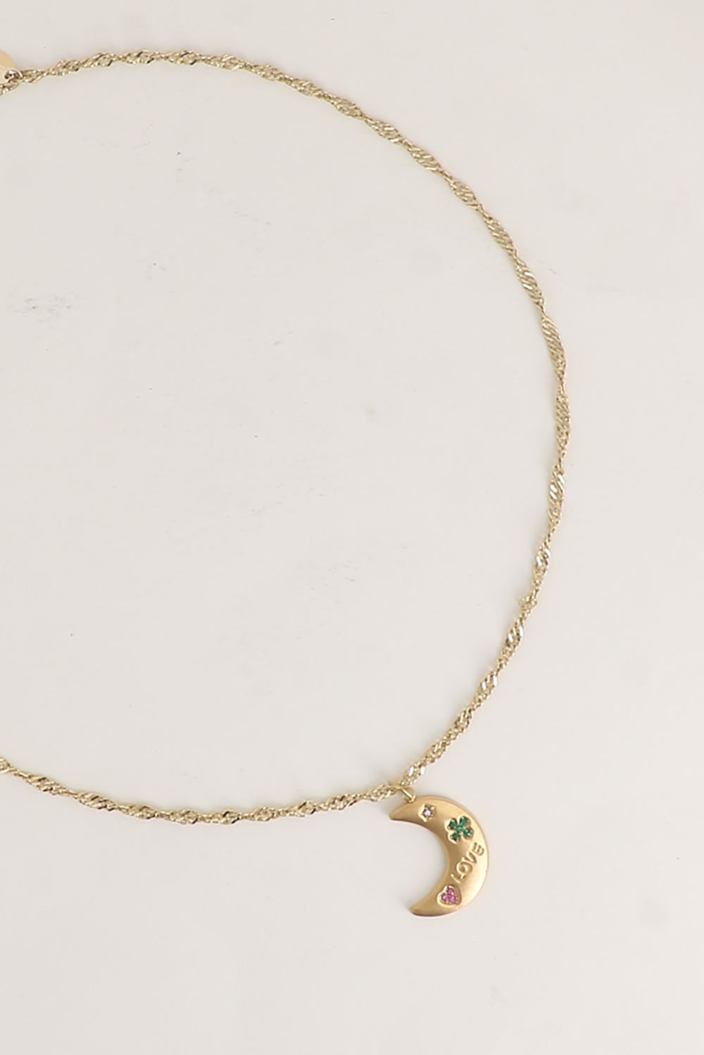 Mayorista Bohm - Collar - cadena torcida, LOVE, luna creciente, estrella, trébol, corazón con circonitas
