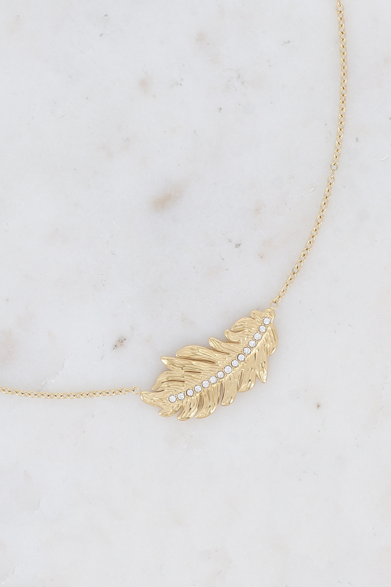Wholesaler Bohm - Necklace - feather and zirconium oxides