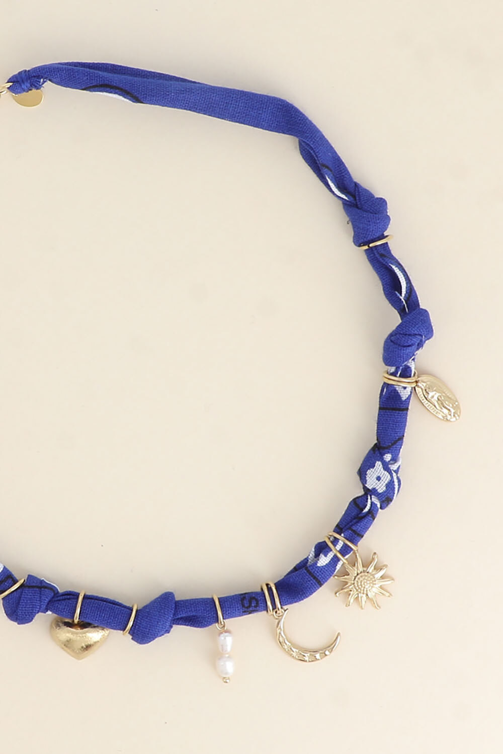 Wholesaler Bohm - Necklace - ribbon, charms (sun, heart, Madonna, freshwater pearls, moon)