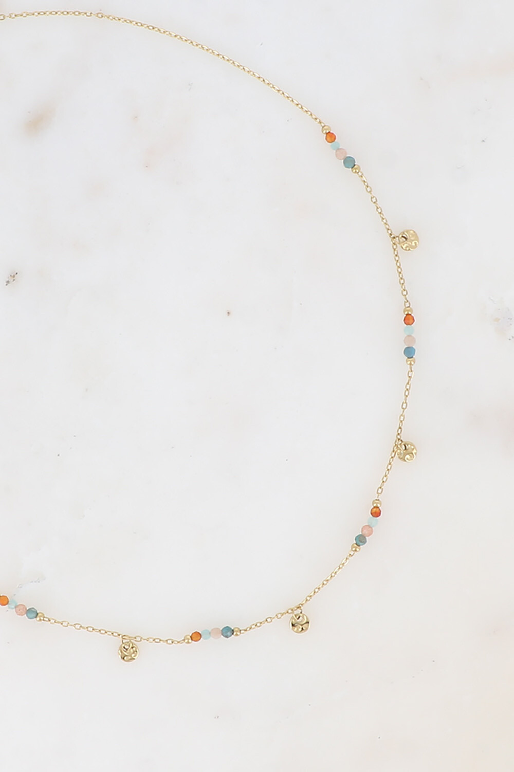 Grossiste Bohm - Collier - maille fine avec pampilles rondes et petites pierres naturelles