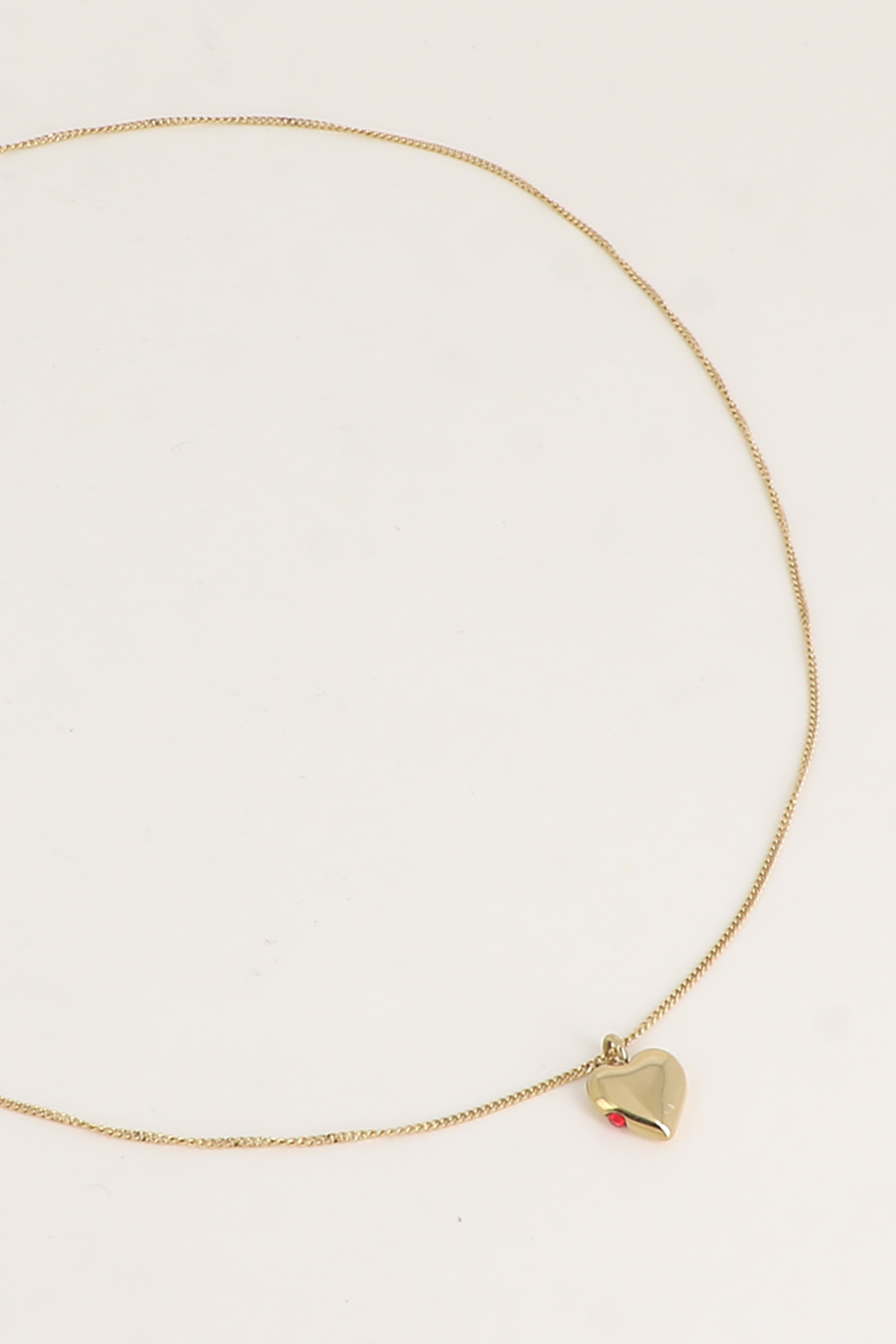 Mayorista Bohm - Collar - colgante de corazón plano con un pequeño cristal en el lateral