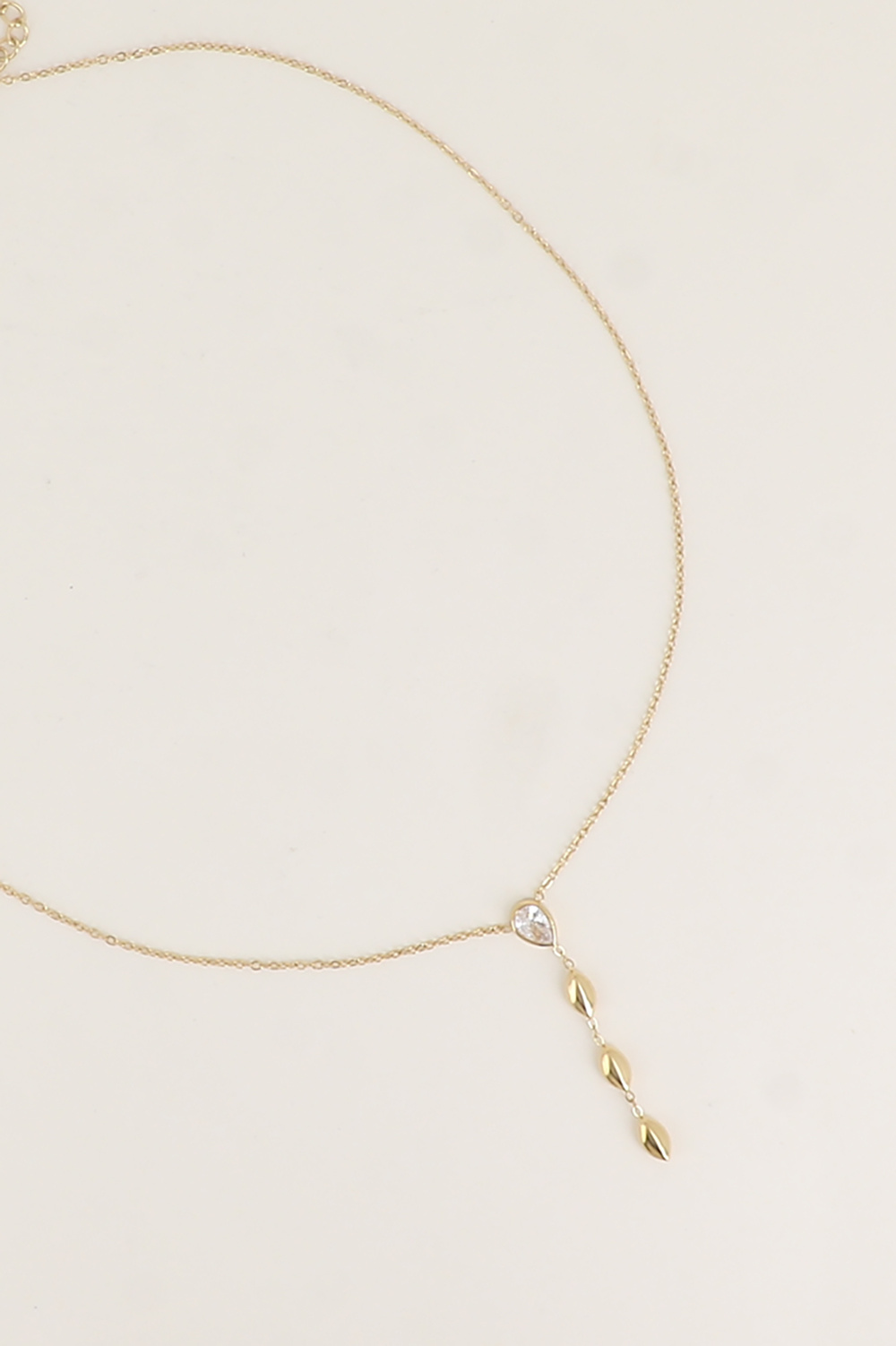 Mayorista Bohm - Collar en Y - Cristal en forma de lágrima y 3 óvalos colgantes