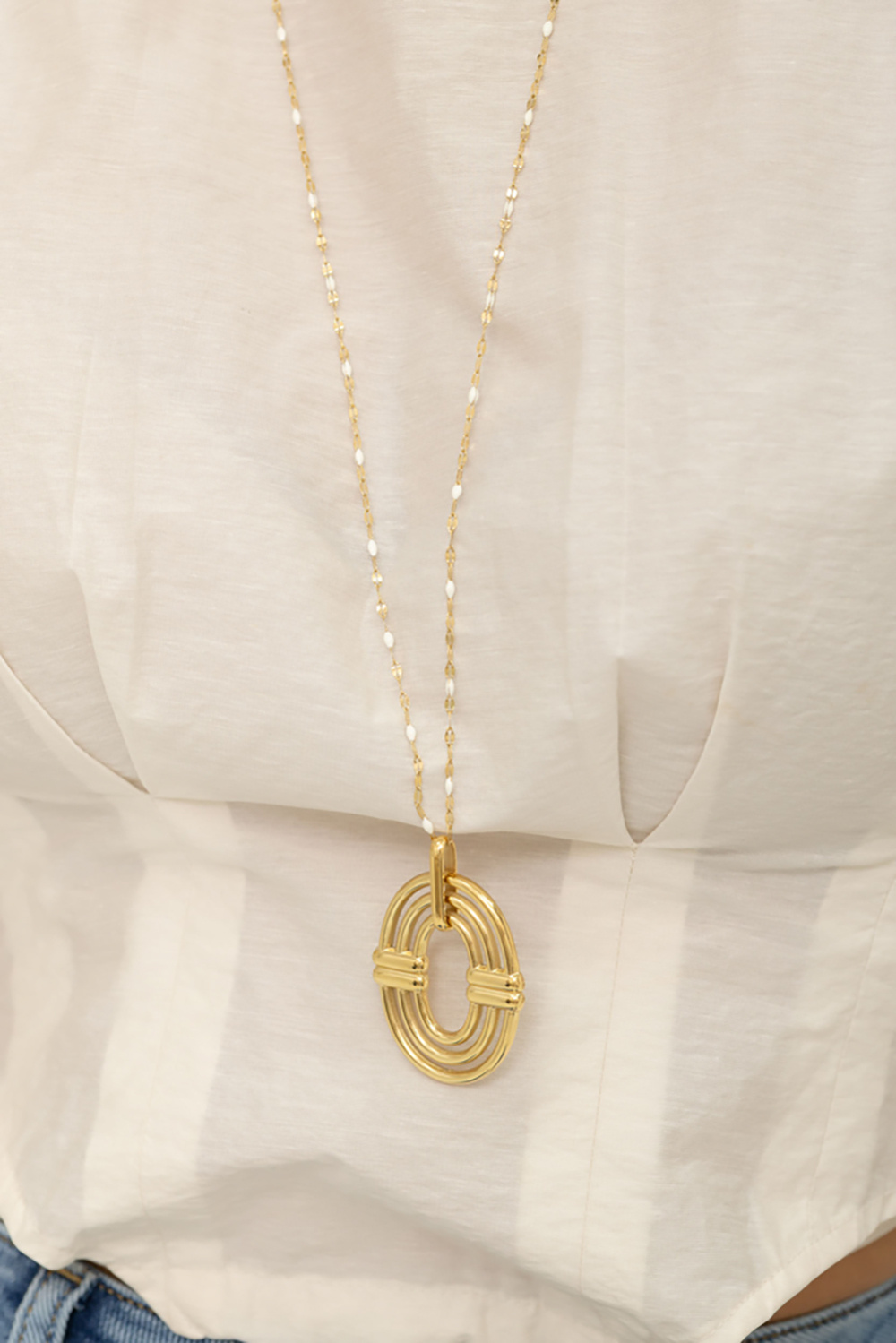 Grossiste Bohm - Sautoir - chaîne émaillée, grand pendentif 3 anneaux
