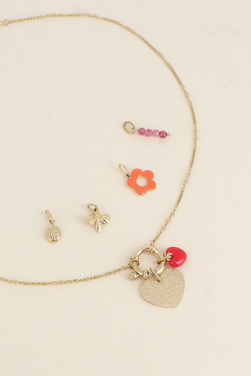 Grossista Bohm - Carta con collana d'amore e 6 pendenti (cuore glitter e cuore smaltato)