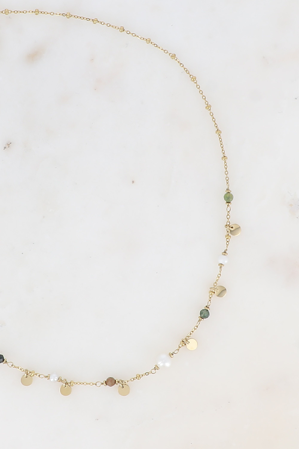 Grossiste Bohm - Collier - pastilles rondes, pierres naturelles et perle d'eau douce
