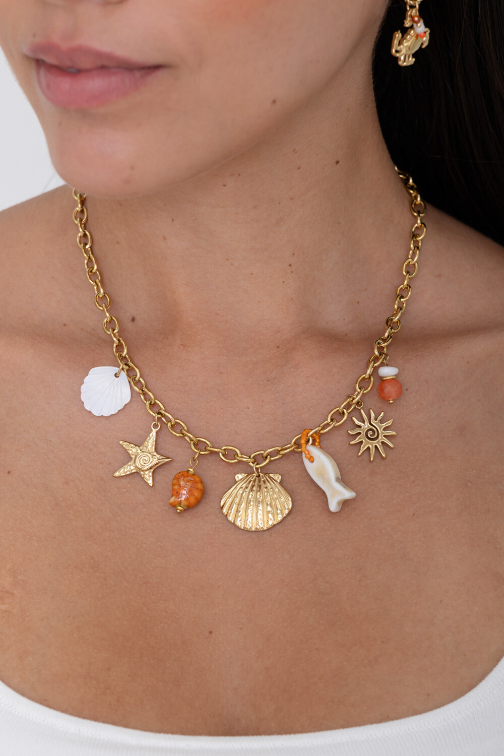 Grossista Bohm - Collana - stella marina, pesce, conchiglie e ceramica smaltata