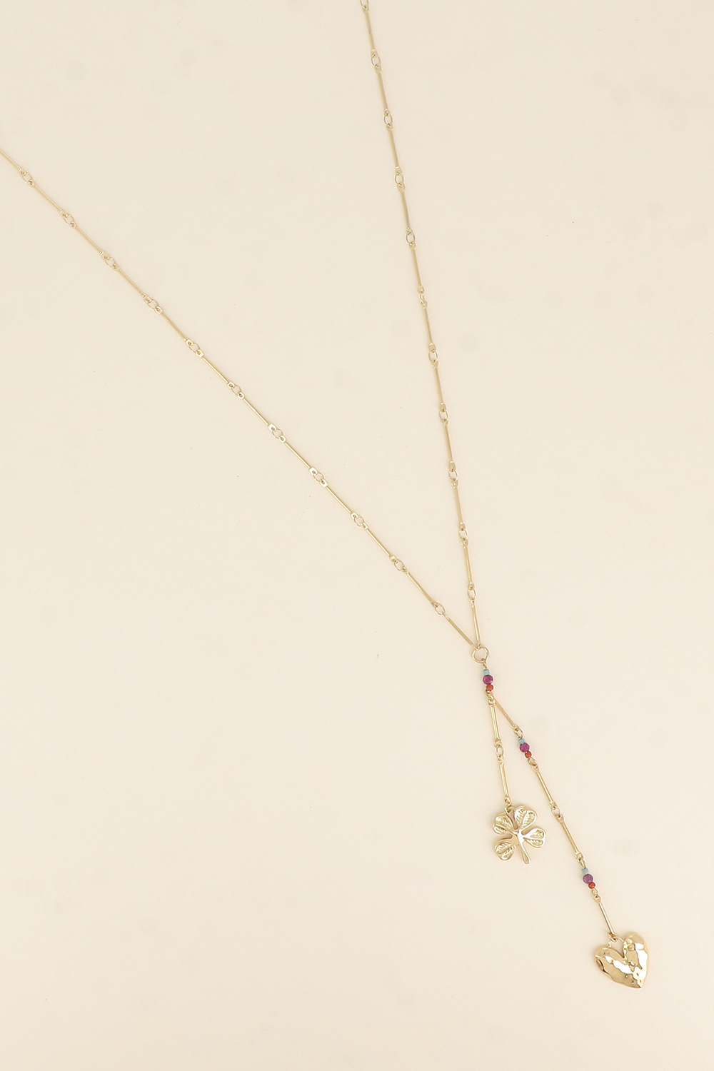 Wholesaler Bohm - Y Necklace - Clover, Heart, Natural Stones