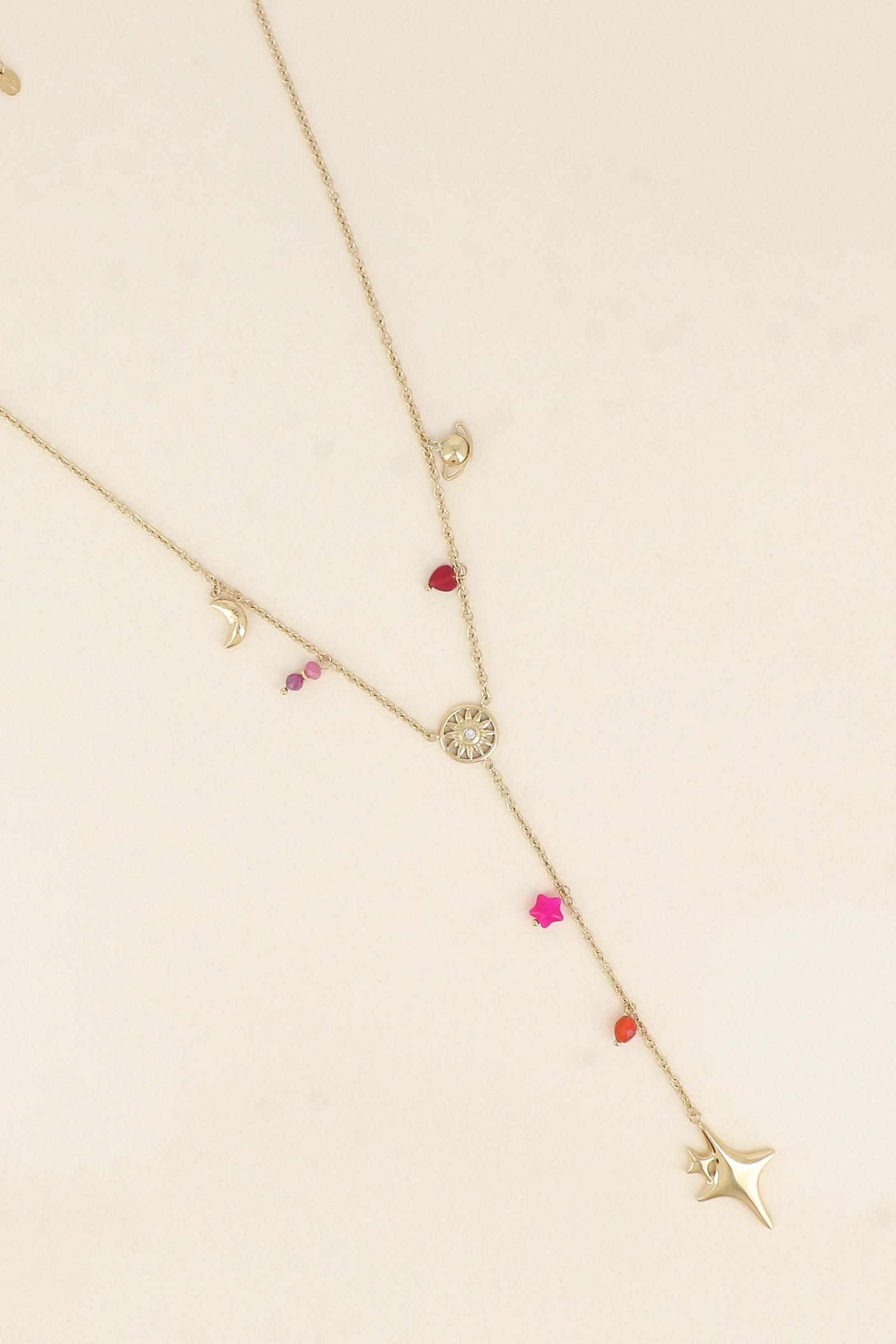 Wholesaler Bohm - Y Necklace - moon, sun, Saturn, stars, and pearls