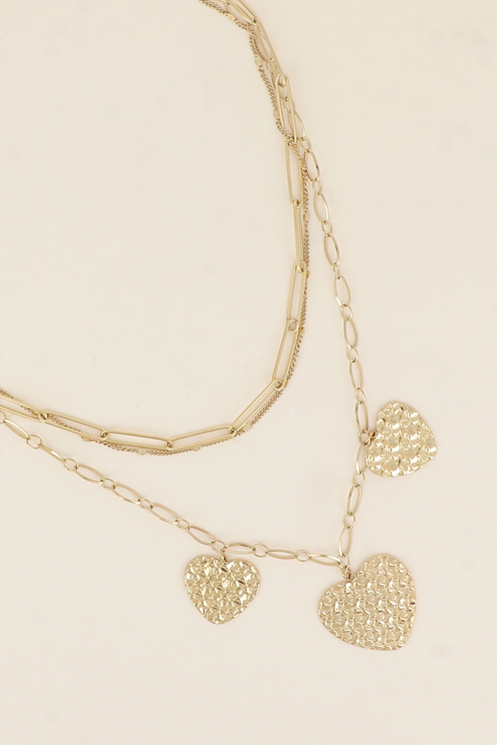 Grossiste Bohm - Collier - 3 rangs et 3 pendentifs coeurs