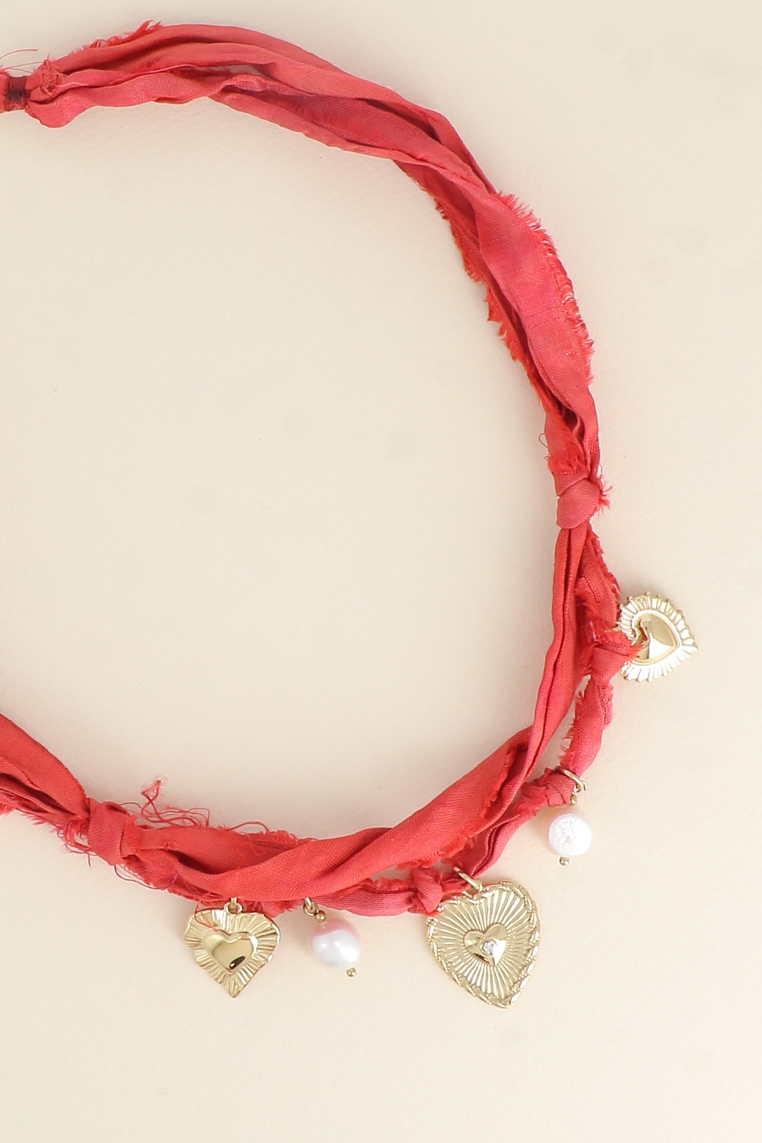 Mayorista Bohm - Collar - cinta, perlas de agua dulce y corazones