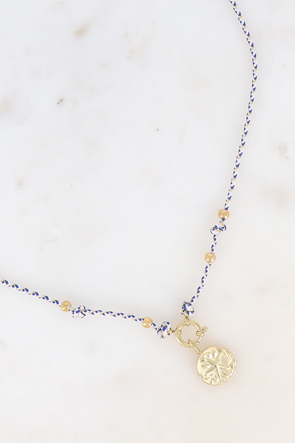 Grossiste Bohm - Collier sur cordon - fermoir bouée et pendentif médaillon avec étoile de mer