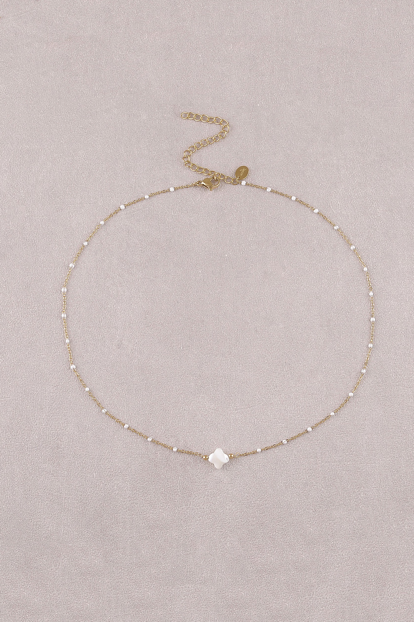 Mayorista Bohm - Collar - cadena esmaltada y trébol de nácar