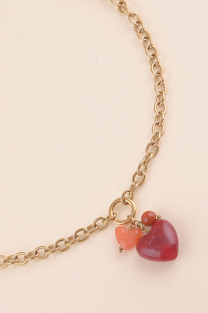 Wholesaler Bohm - Necklace - double heart in resin