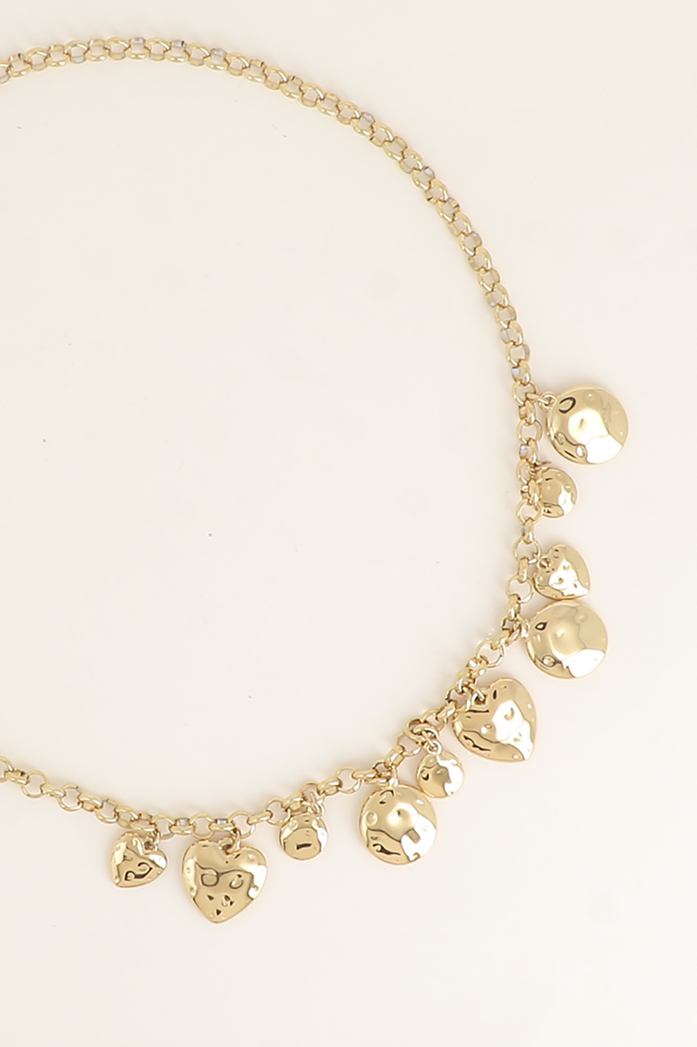 Grossiste Bohm - Collier - pastilles rondes martelées et coeurs