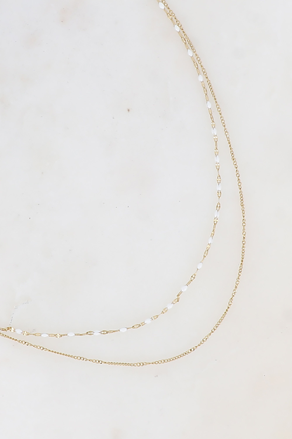Grossiste Bohm - Collier 2 rangs - maille grain de café émaillée et forçat