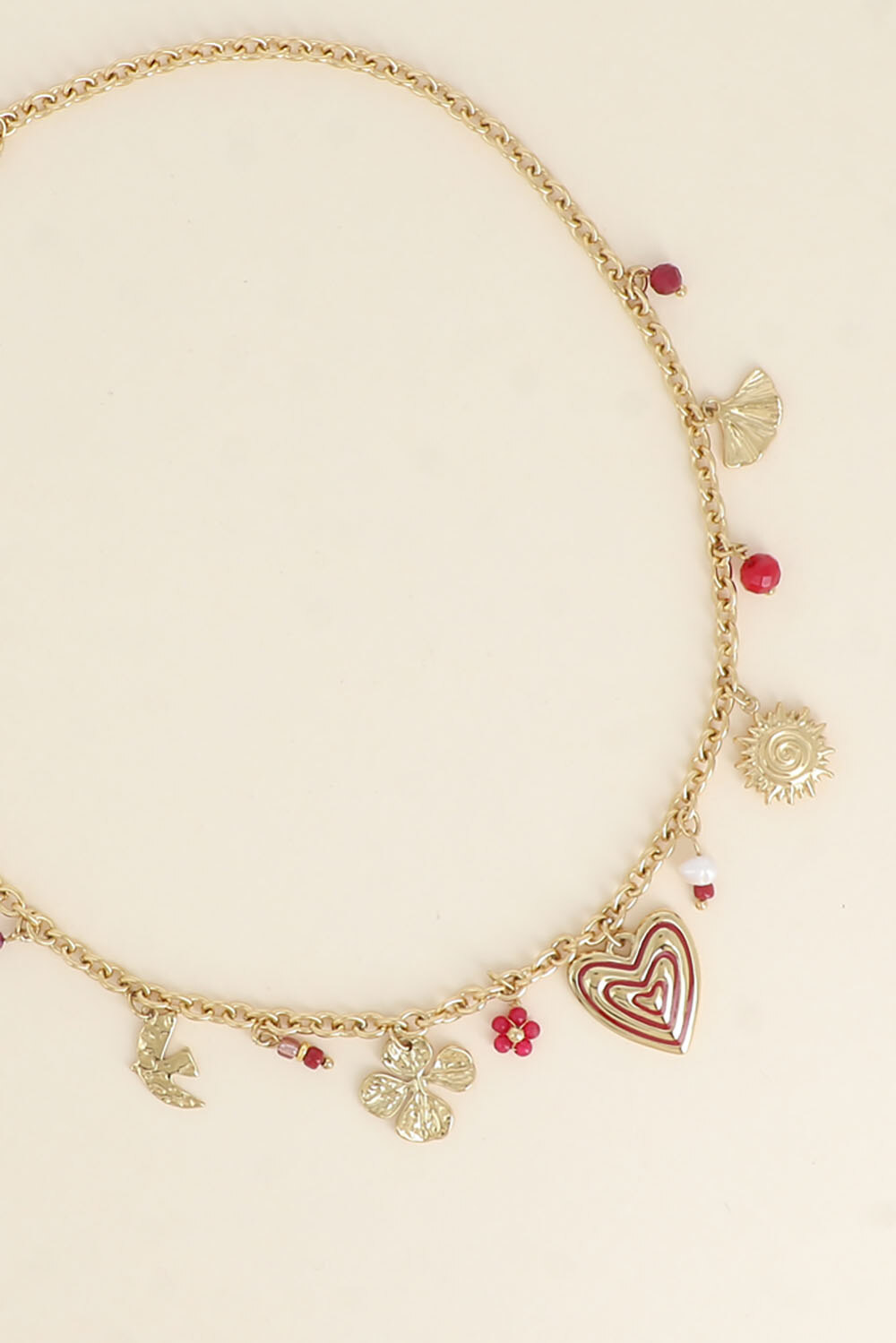 Wholesaler Bohm - Necklace - sun, heart, clover, and pearls