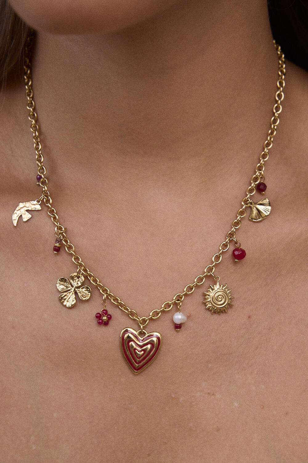 Mayorista Bohm - Collar - sol, corazón, trébol y perlas