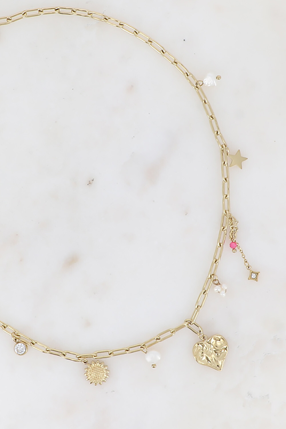 Wholesaler Bohm - Necklace - heart, flower, stars, freshwater pearls, glass pasta and crystals