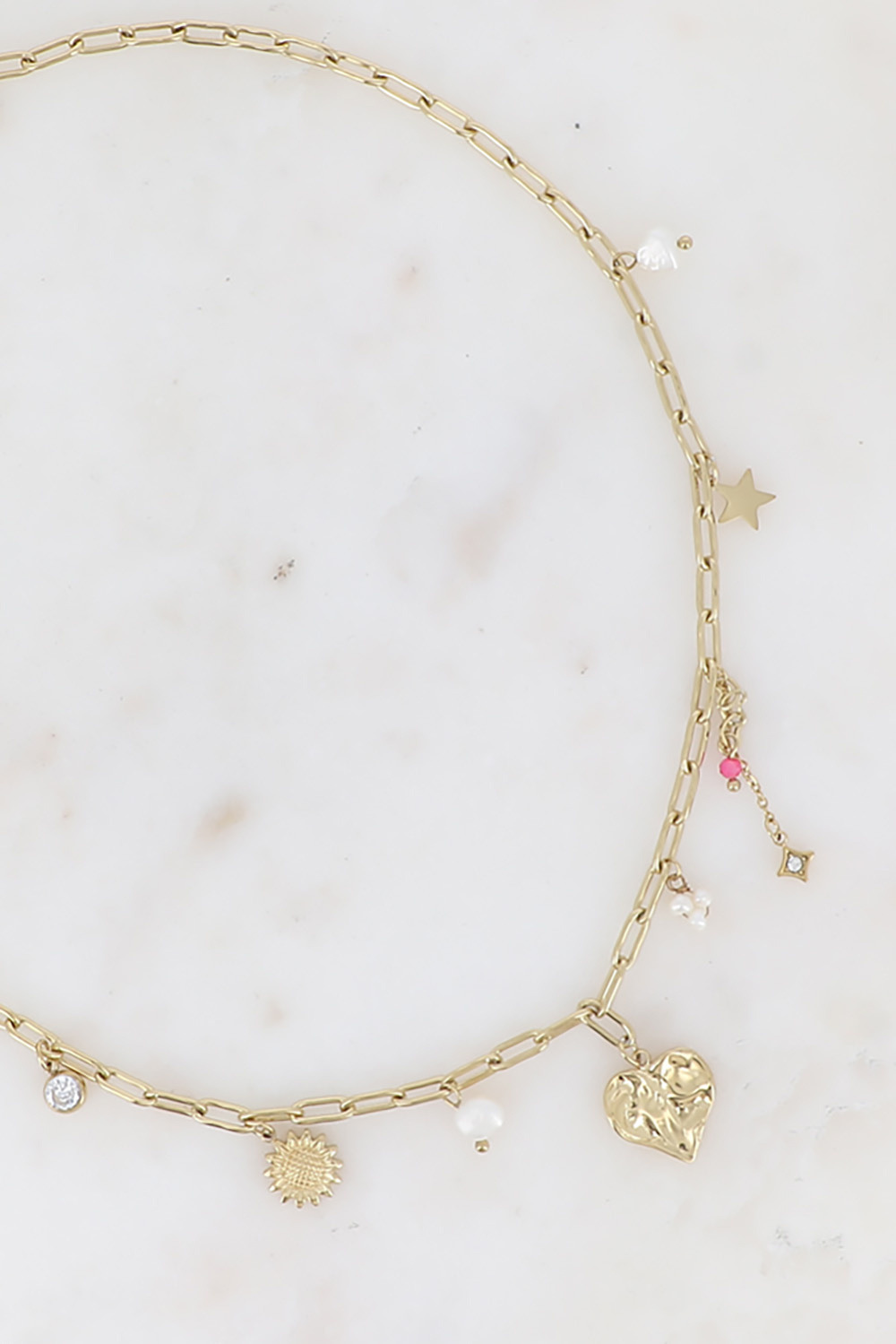 Grossiste Bohm - Collier - coeur, fleur, étoiles, perles d'eau douce, pâtes de verre et cristaux
