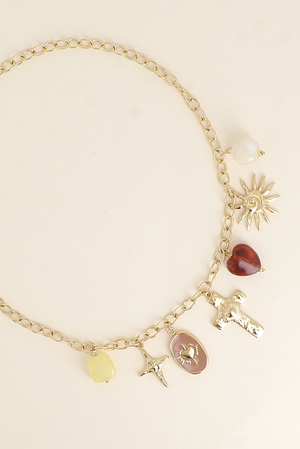 Mayorista Bohm - Collar - resina, sol, corazón esmaltado, cruz religiosa, media luna