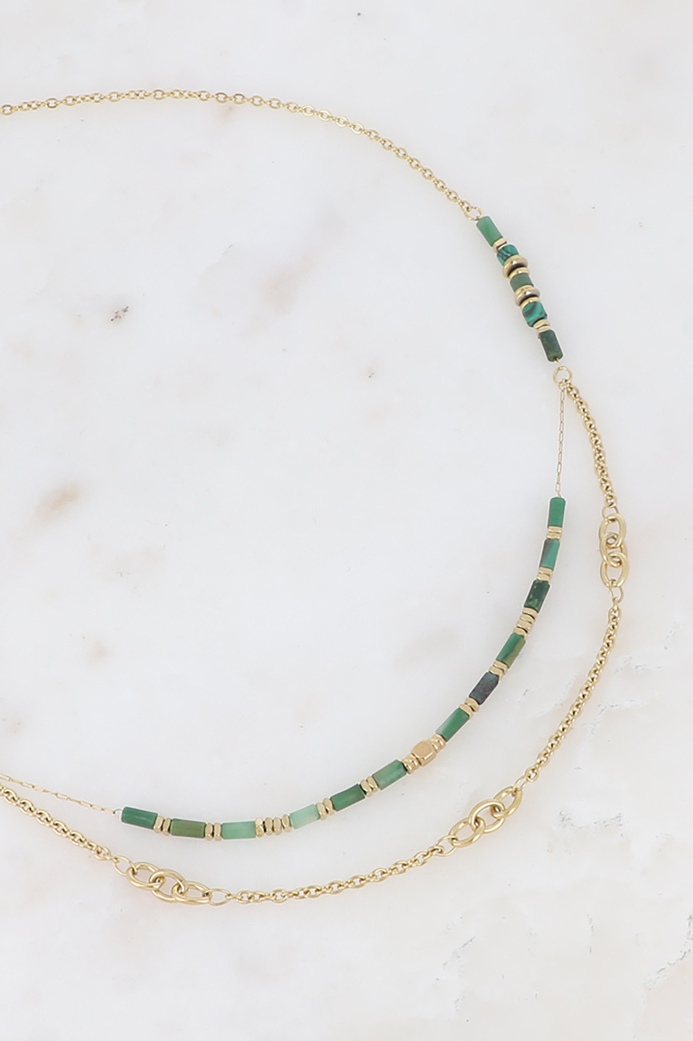 Mayorista Bohm - Collar de 2 hileras - alternando malla y piedras naturales