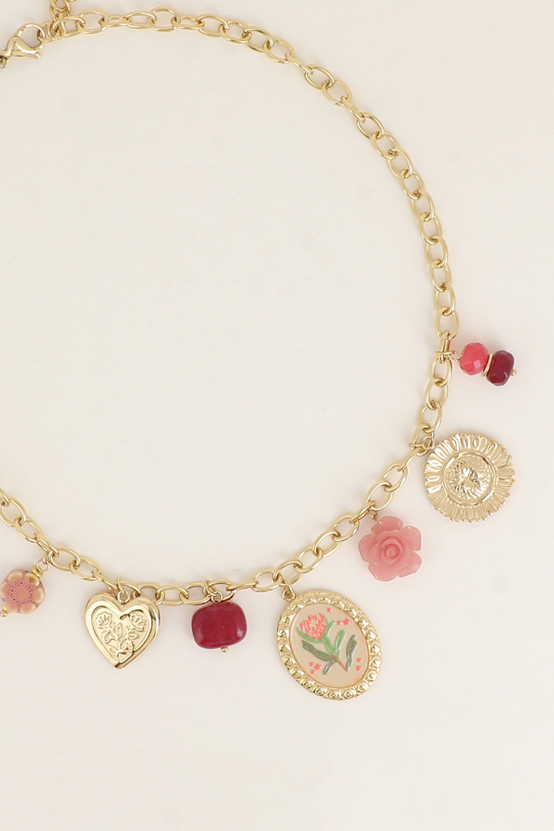 Mayorista Bohm - Collar - flores, corazón, cerámica esmaltada, resina, piedras naturales