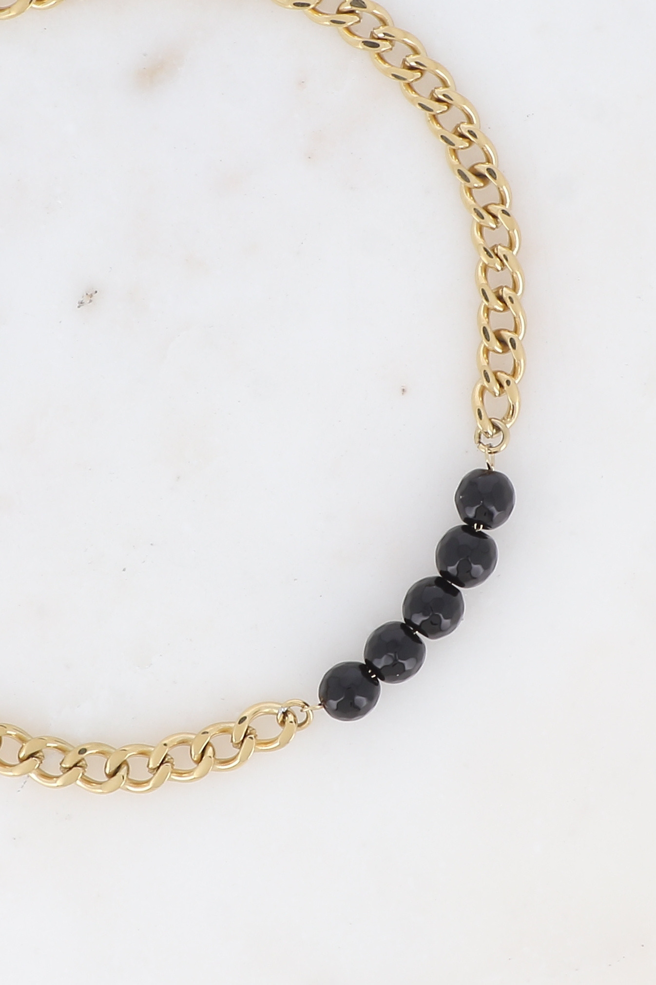 Wholesaler Bohm - Necklace - neck rasters, gourmet mesh and 5 natural stones, 32+7cm