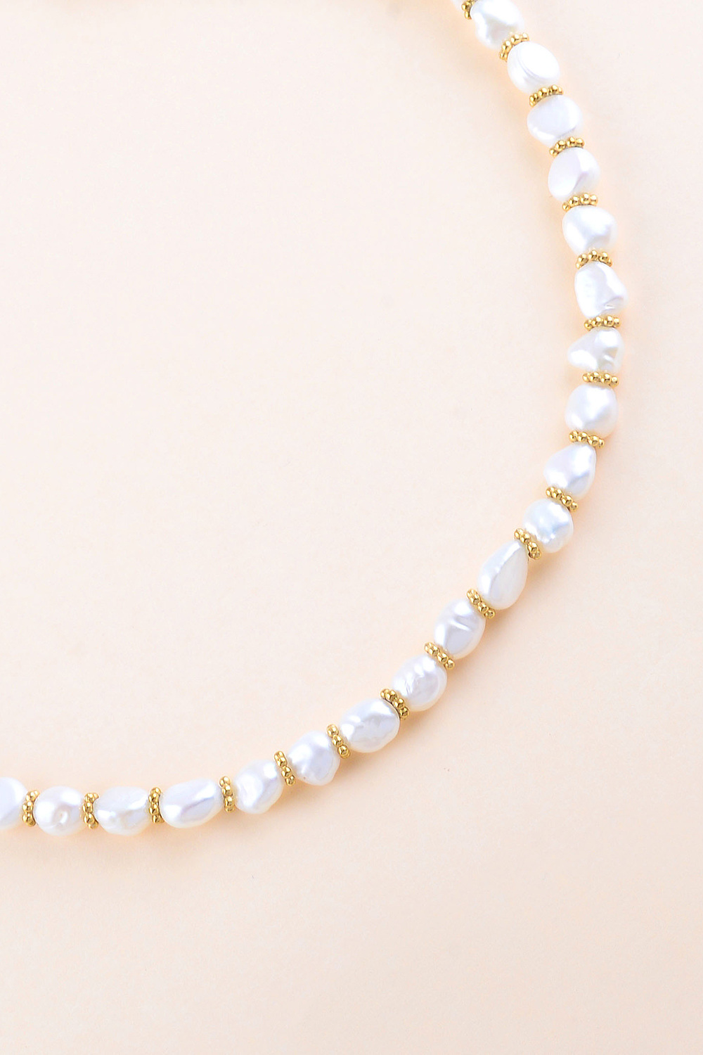 Grossista Bohm - Collana - perline rondelle milgrain in acciaio inossidabile e perle d'acqua dolce