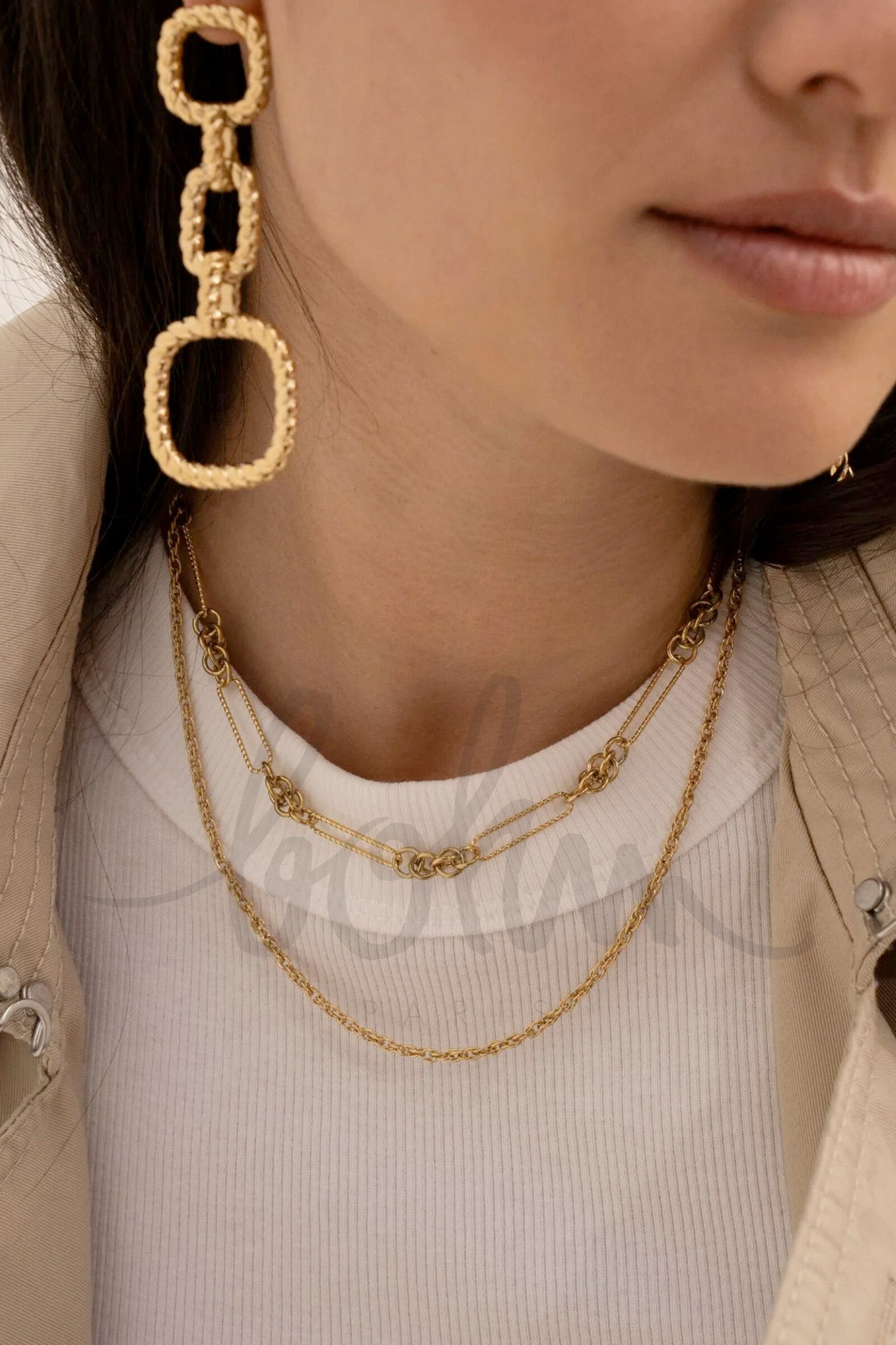 Grossiste Bohm - Collier Héra - maille alternée, anneaux torsadés et ronds