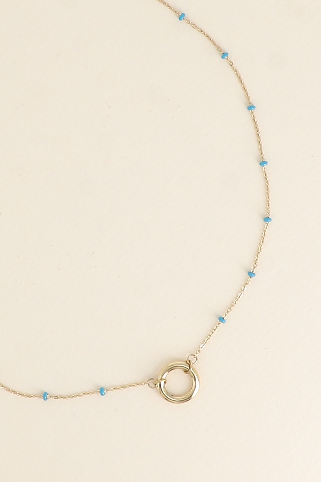 Mayorista Bohm - Collar - cadena con cuentas esmaltadas y anillo redondo