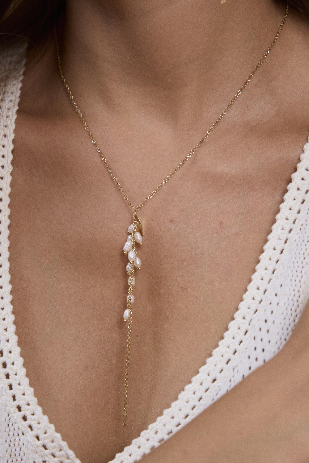 Grossista Bohm - Collana a Y - Perle d'acqua dolce e fogliame