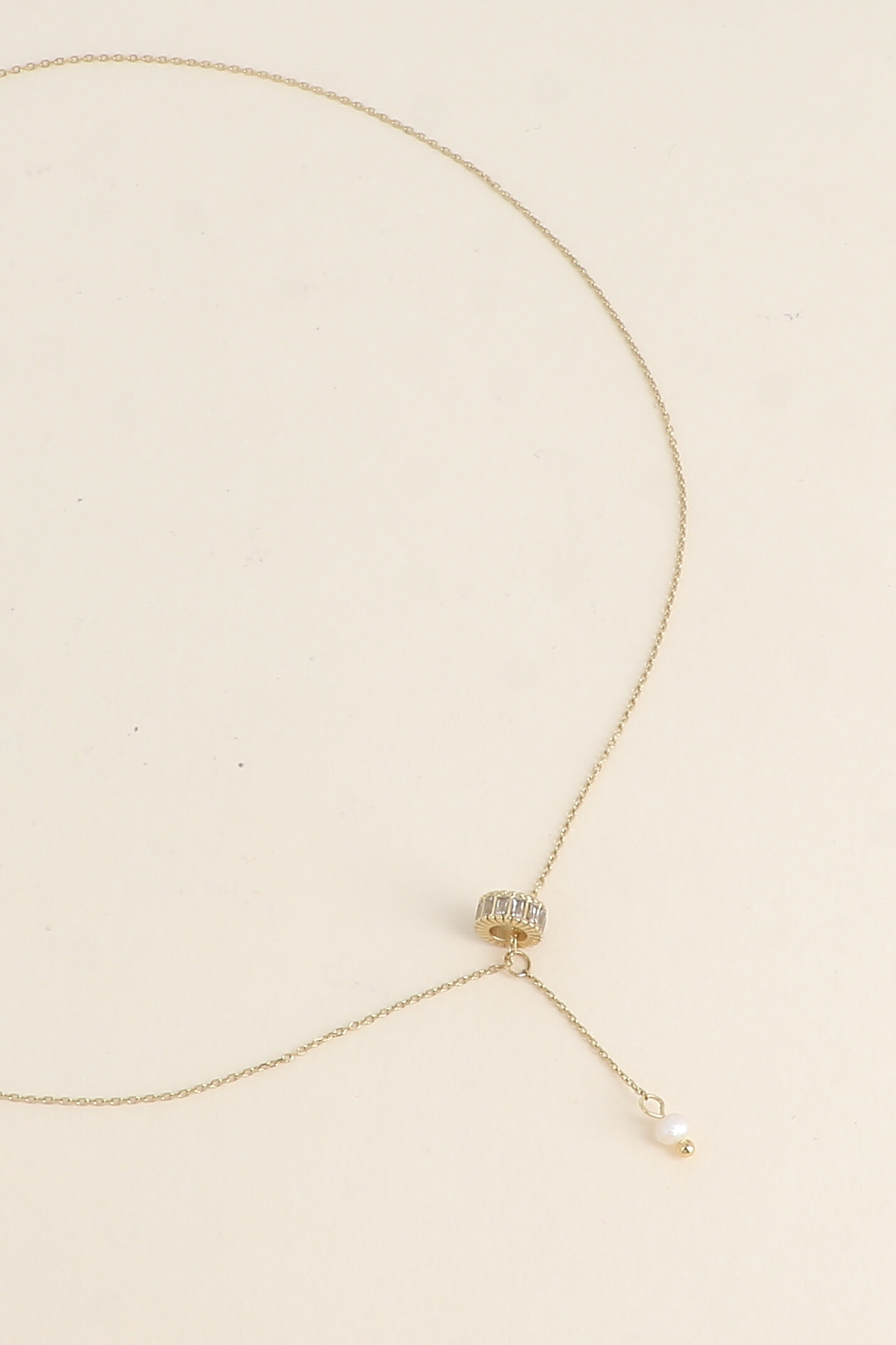 Grossiste Bohm - Collier Y - anneau de cristaux, perle d'eau douce