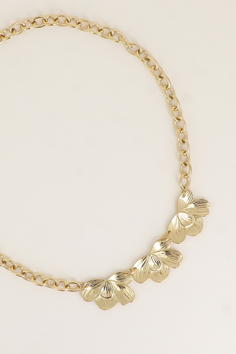 Mayorista Bohm - Collar - cadena de eslabones ovalados grandes, 3 piezas con forma de hoja