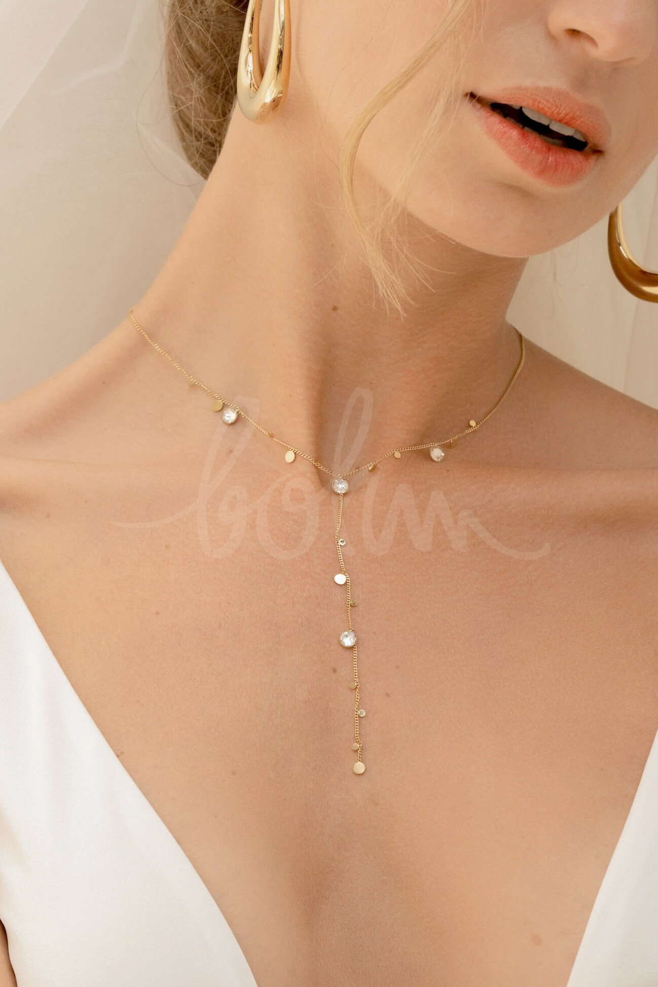 Wholesaler Bohm - Khalissa y golden necklace - decorated with Swarovski® PP20 crystals